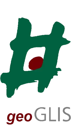 Un carré vert abstrait avec un ovale rouge au centre, ressemblant à un logo stylisé. Le texte geo en lettres rouges et partiellement grises est visible en dessous.