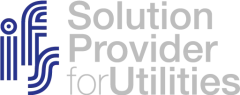 Logo avec les lettres stylisées IFS en bleu à gauche et les mots Solution Provider for Utilities en texte gris à droite.