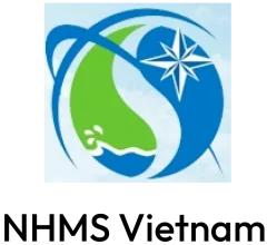 Logo abstrait bleu et vert représentant une rose des vents, une ligne ondulée et des vagues d'eau, symbolisant la navigation, la nature et l'eau.