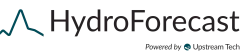 Logo avec un graphique linéaire bleu stylisé à gauche des mots HydroForecast en texte gras et foncé. En dessous, un texte plus petit indique 