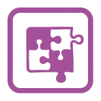 Icône pixelisée violette représentant une tête de vache stylisée, entourée d'une bordure carrée arrondie, sur fond transparent.