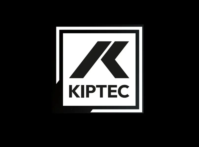 Logo en noir et blanc représentant la lettre K stylisée en gras au-dessus du mot KIPTEC, le tout entouré d'une bordure carrée sur fond noir.